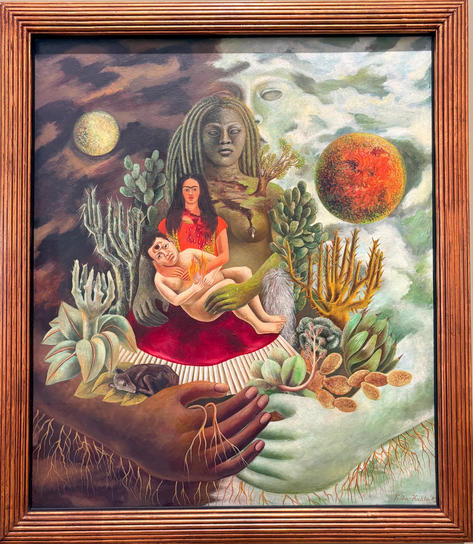 'El abrazo de amor de entre el Universo la Tierra yo Diego y el señor Xólotl' Frida Kahlo.